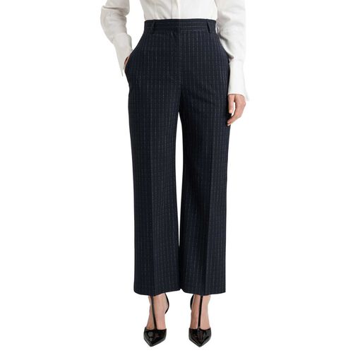 Veronika Maine Navy Pinstripe Cigarette Pant